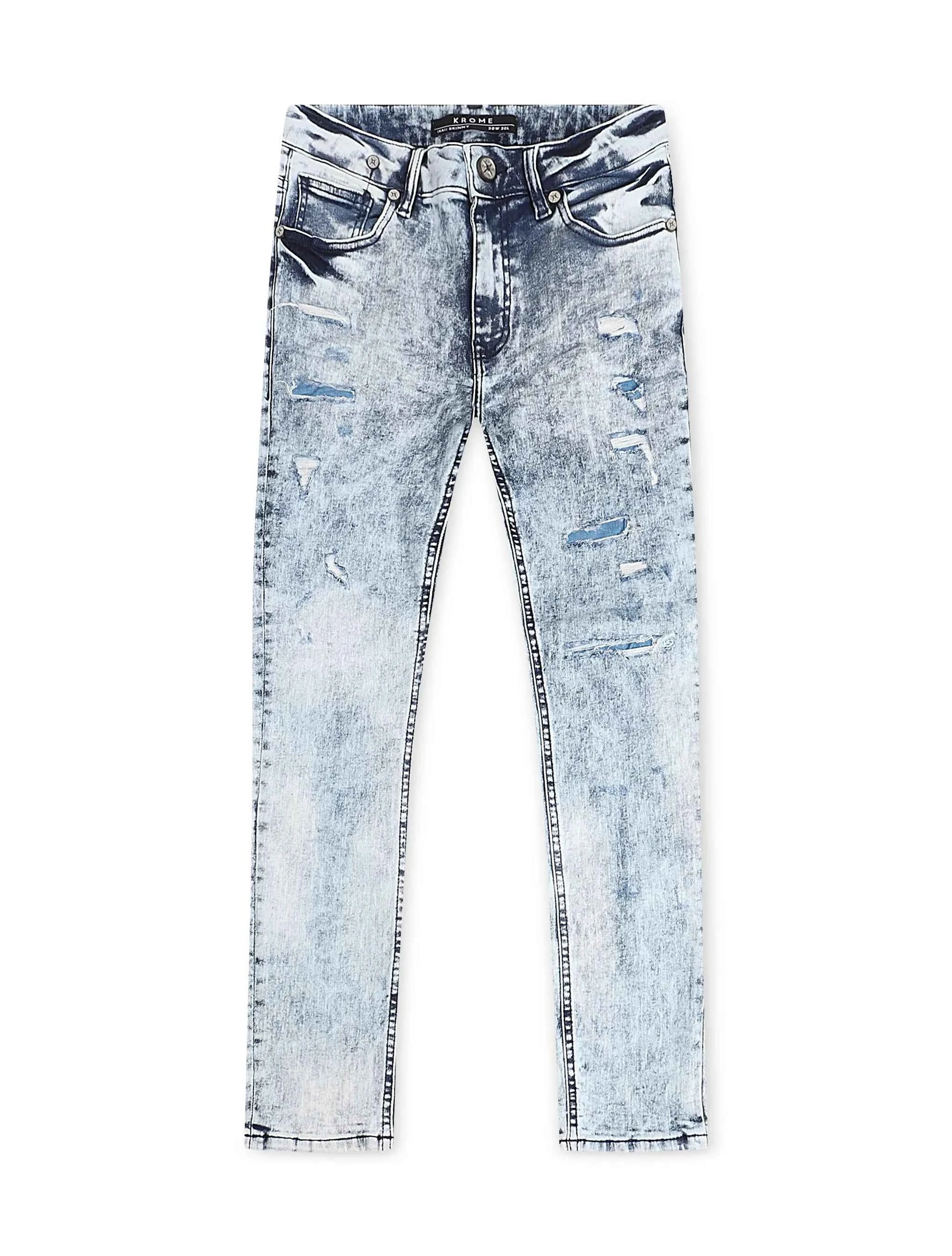 Krome Men's Slim Fit Denim Pants - Marble
