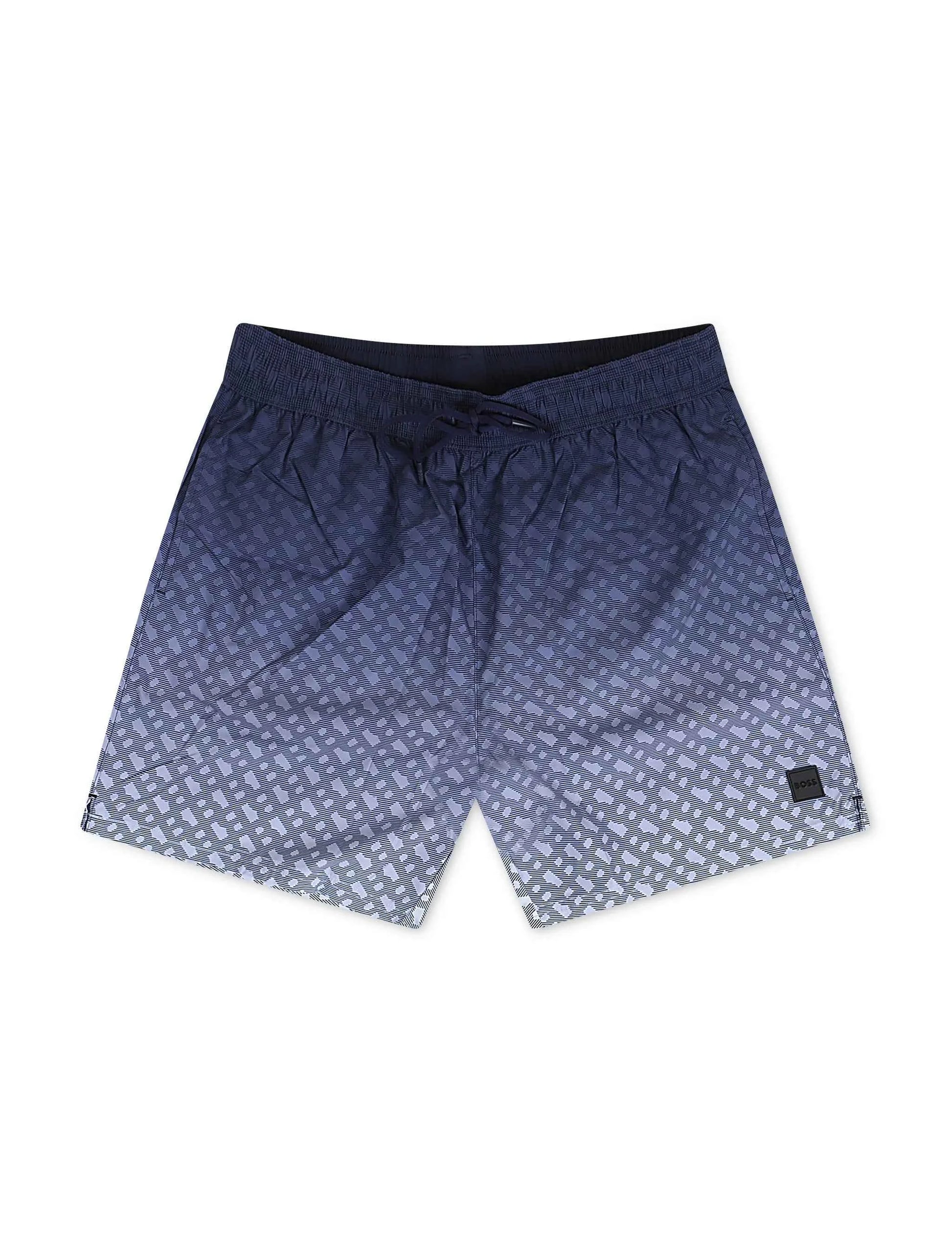 Boss Degradé Monogram Print Shorts - Dark Blue