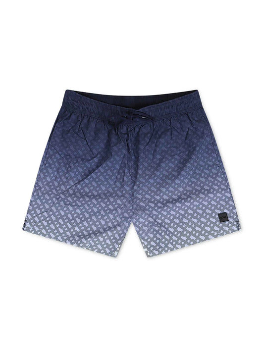 Boss Degradé Monogram Print Shorts - Dark Blue