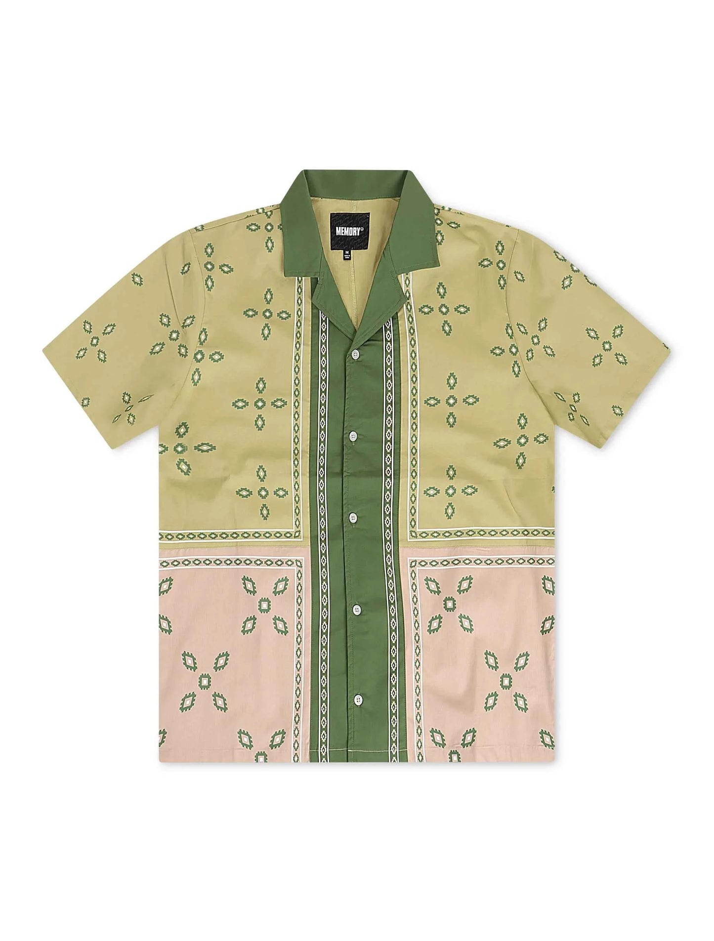 Memory Lane Patch Work Button Up Shirt - Khaki