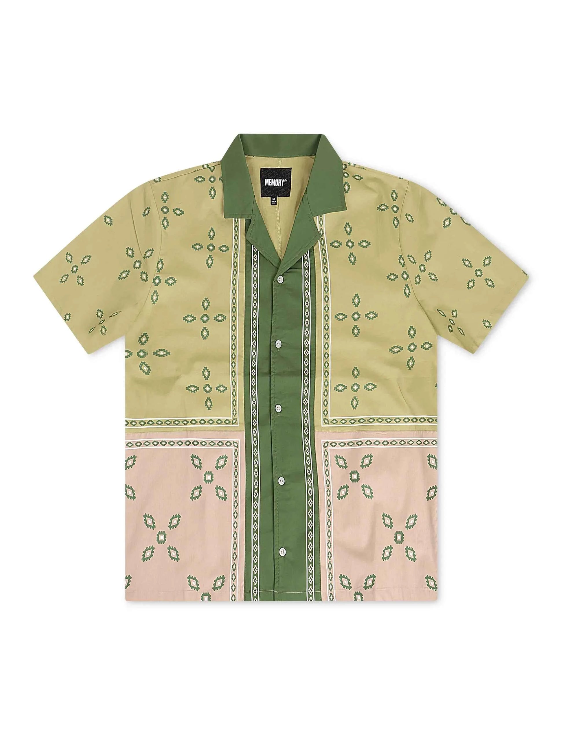 Memory Lane Patch Work Button Up Shirt - Khaki