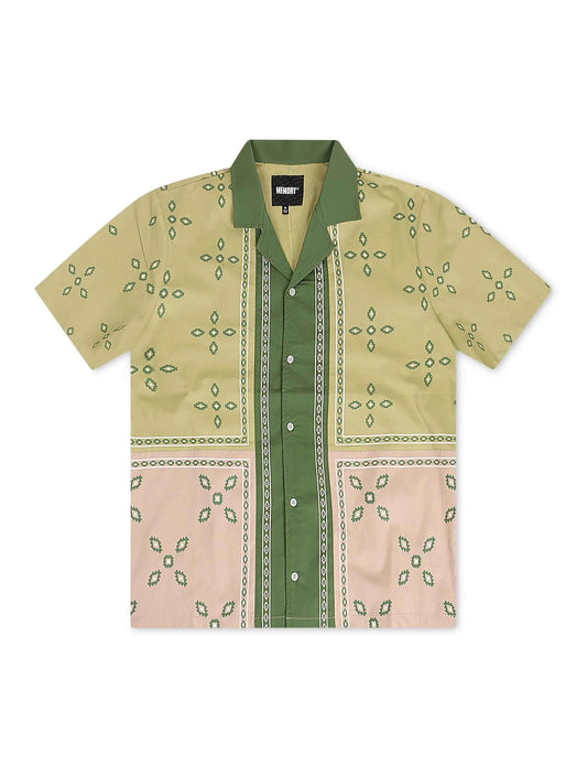 Memory Lane Patch Work Button Up Shirt - Khaki