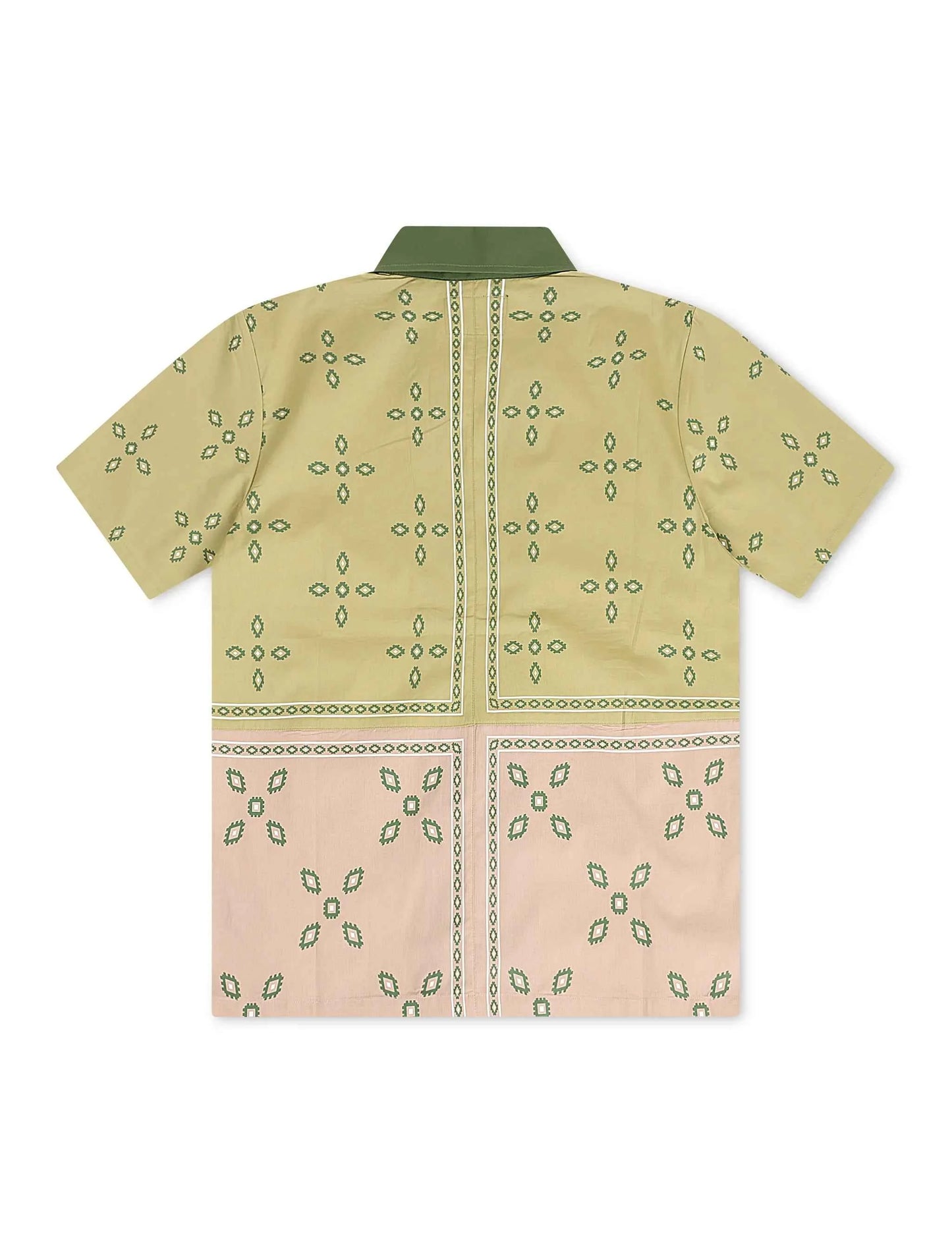Memory Lane Patch Work Button Up Shirt - Khaki