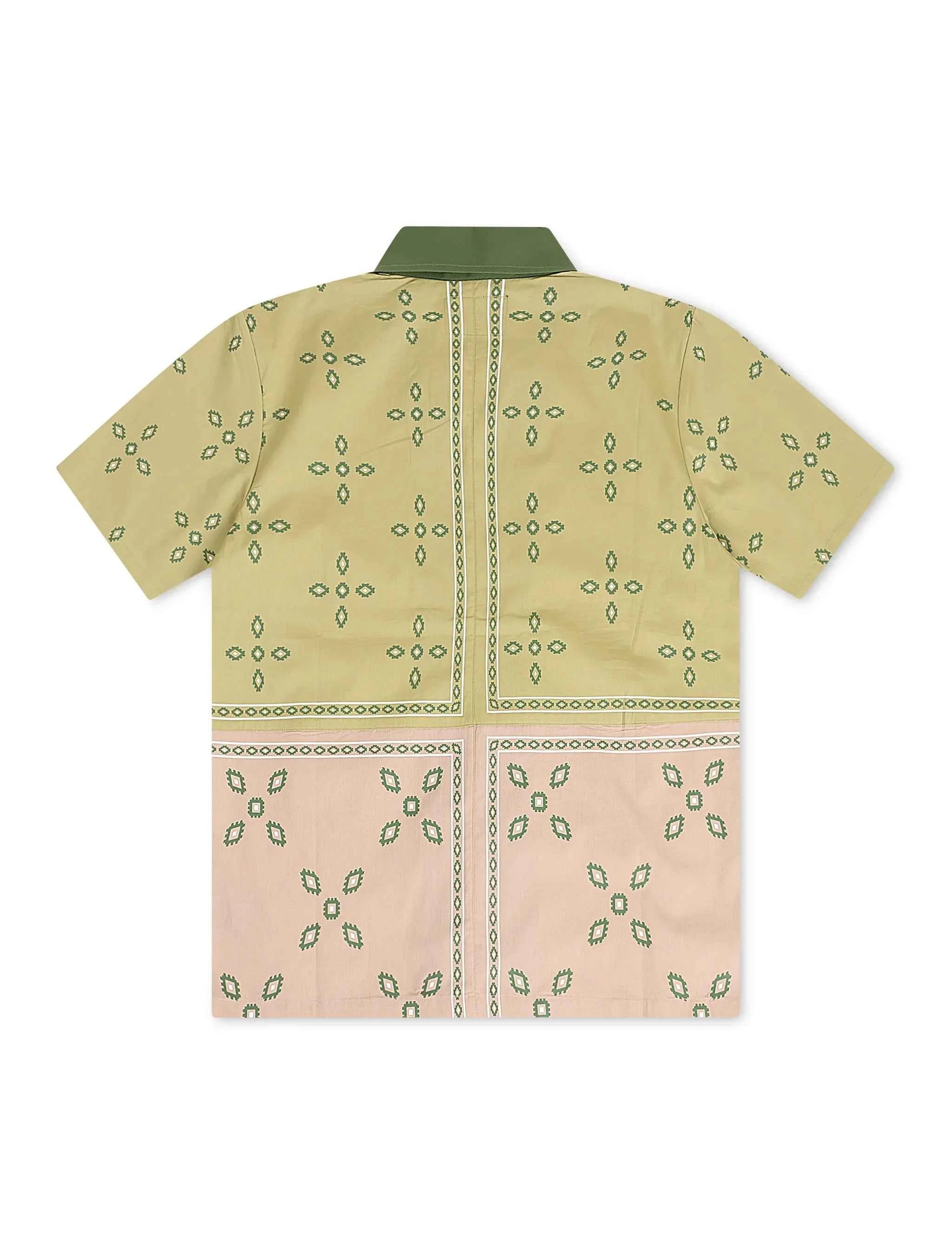 Memory Lane Patch Work Button Up Shirt - Khaki
