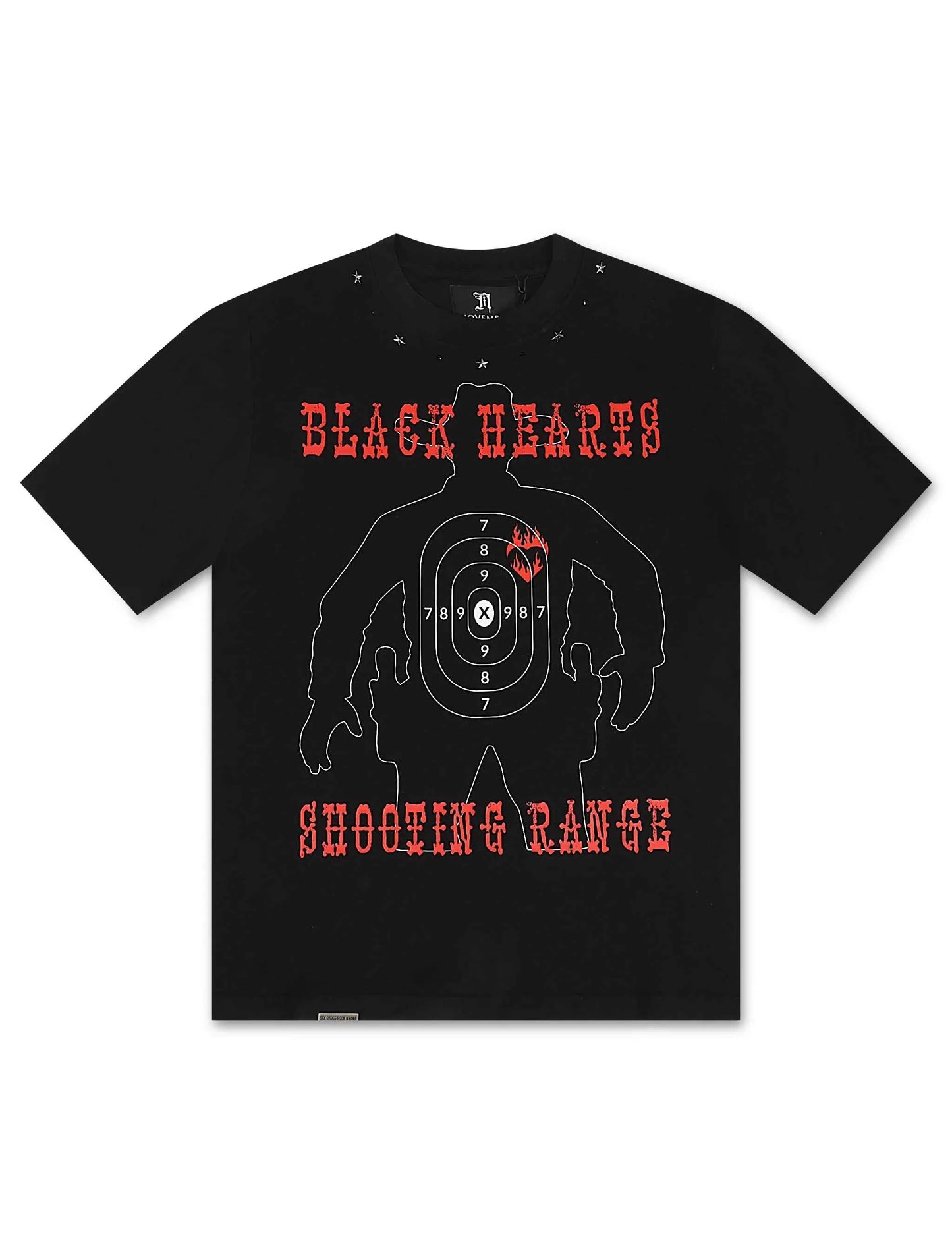 November Reine Black Hearts  Heavyweight Tee - Black/Red