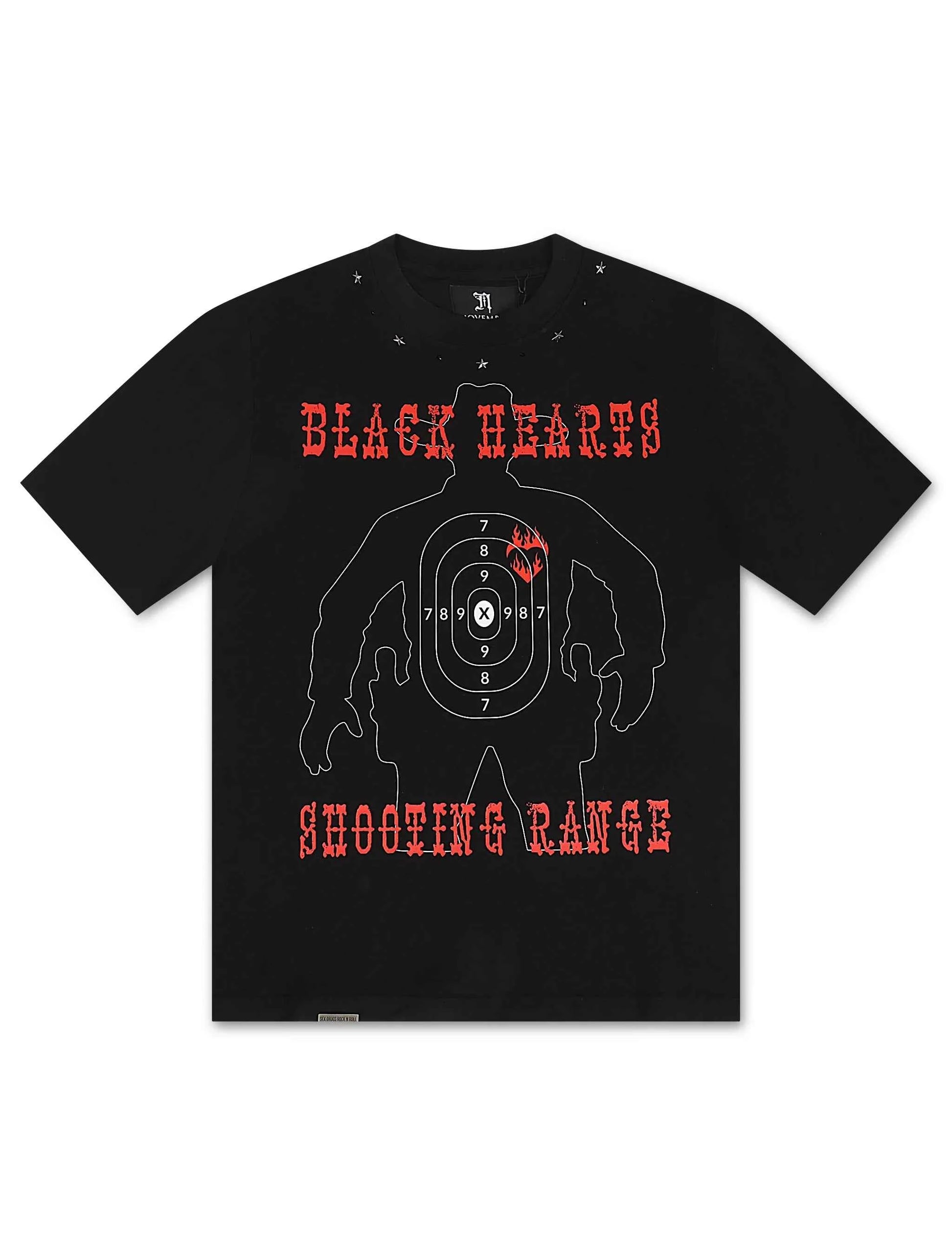 November Reine Black Hearts  Heavyweight Tee - Black/Red