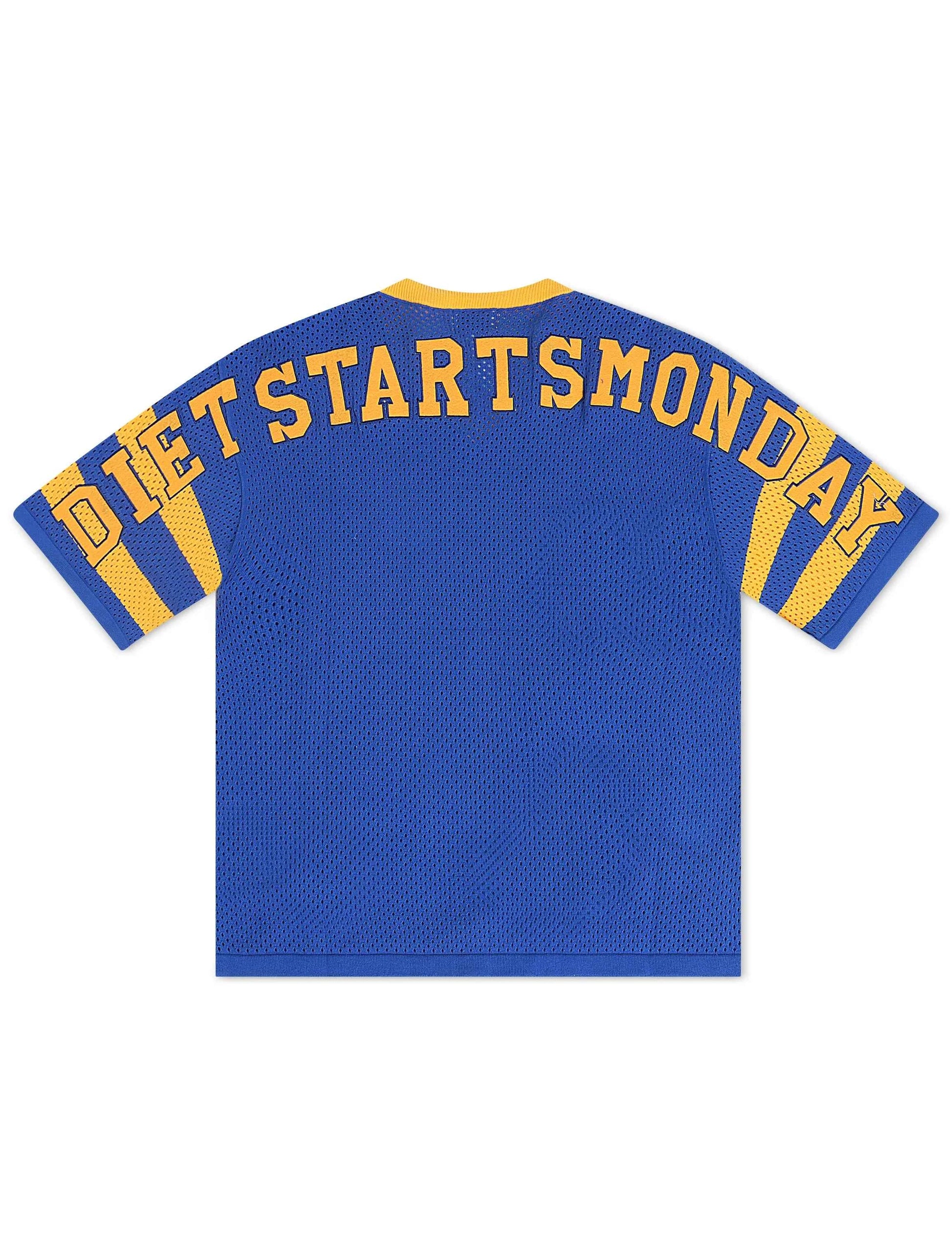 Diet Starts Monday Cropped Knit Jersey - Blue/Yellow