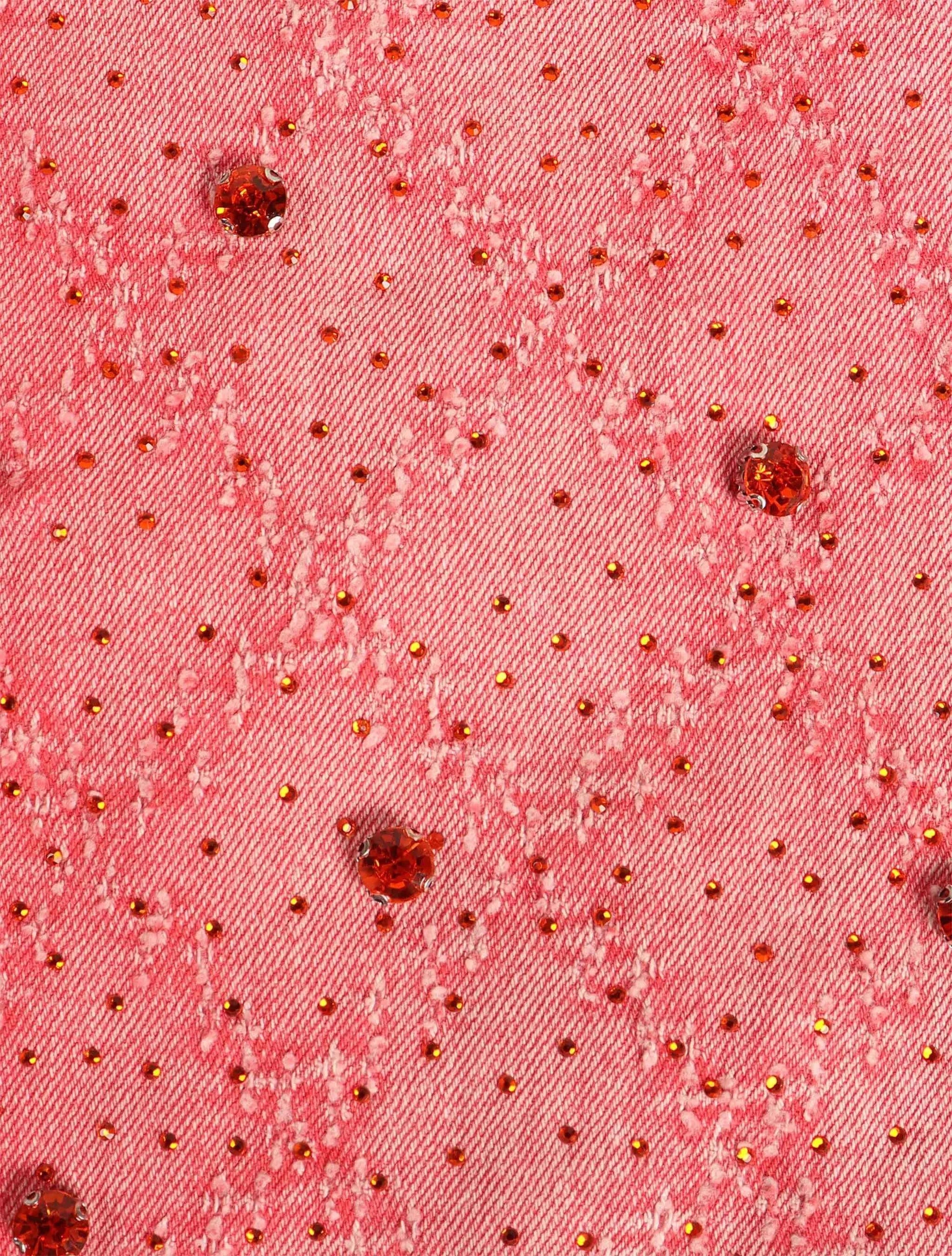 Vicious Denim Rhinestone Flare Jeans - Pink