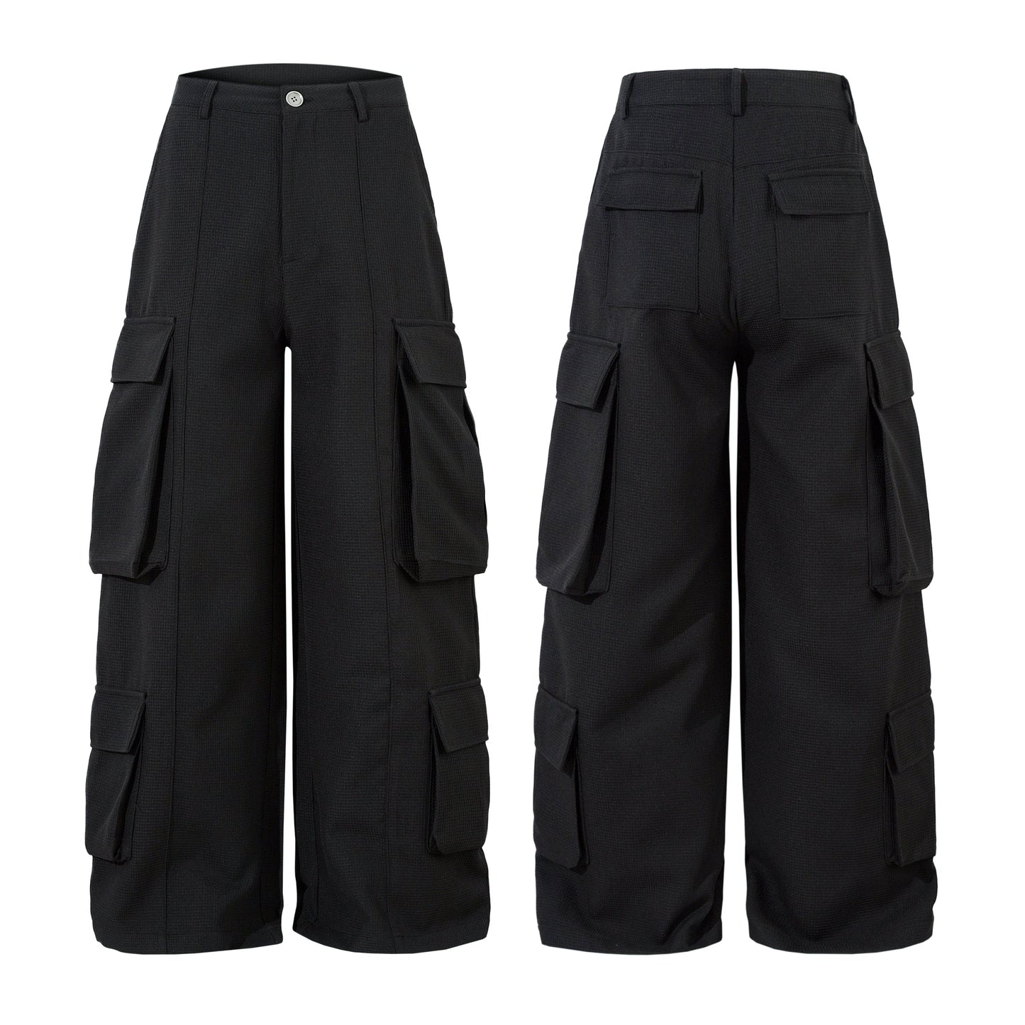 Unisex Multi-Pocket Wide Cargo Pants - Luxuryurbanwear