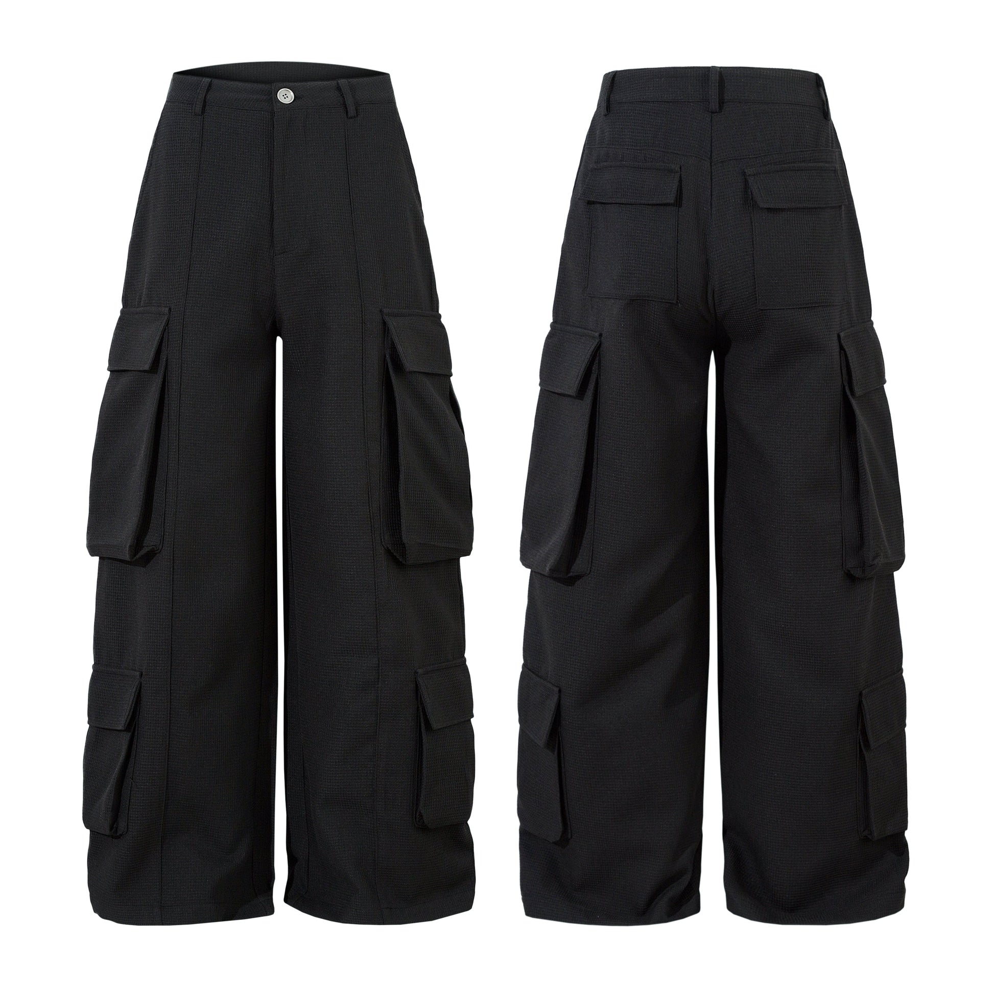 Unisex Multi-Pocket Wide Cargo Pants - Luxuryurbanwear