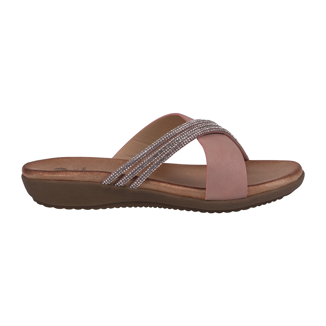 Women's Iris Blush Embellished Asymmetrical Flat Sandals