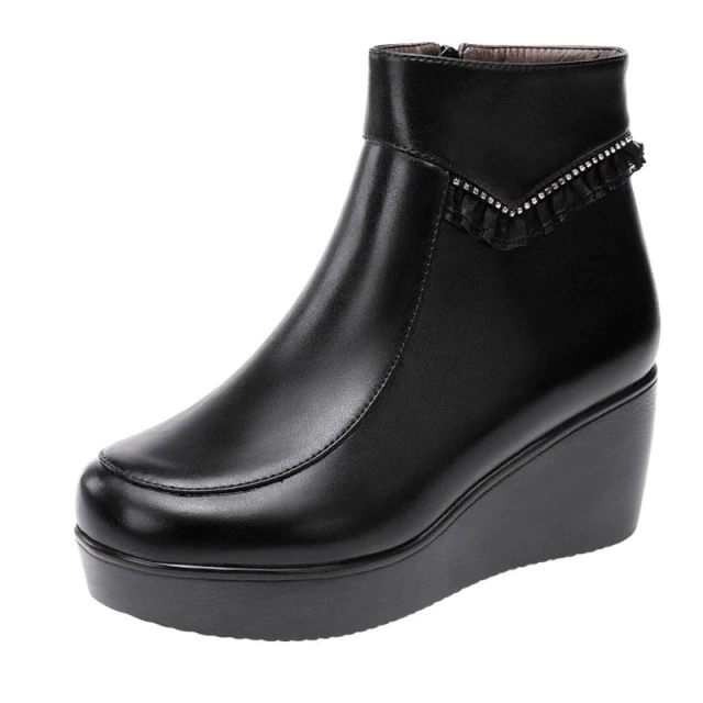 Jimena Women's Black Platform Ankle Boots - Luxuryurbanwear