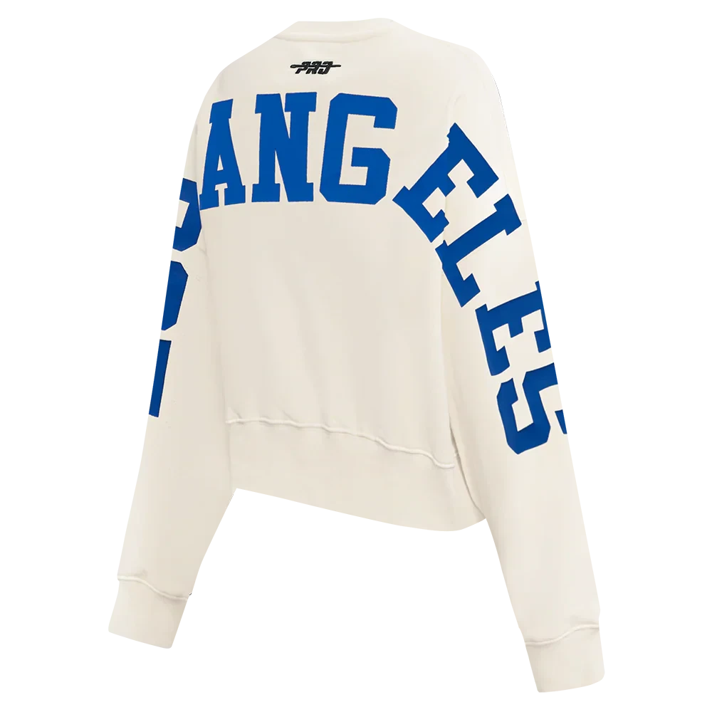 Pro Standard Womens LA Dodgers Cropped Wingspan Crewneck - Eggshell
