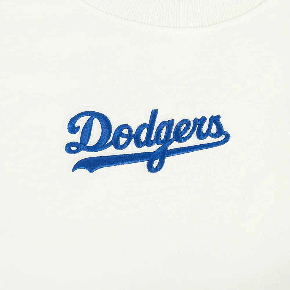 Pro Standard Womens LA Dodgers Cropped Wingspan Crewneck - Eggshell