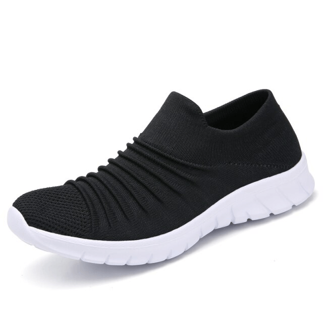 Lanet Women's Breathable Comfortable Slip-On Loafers Black Shoes