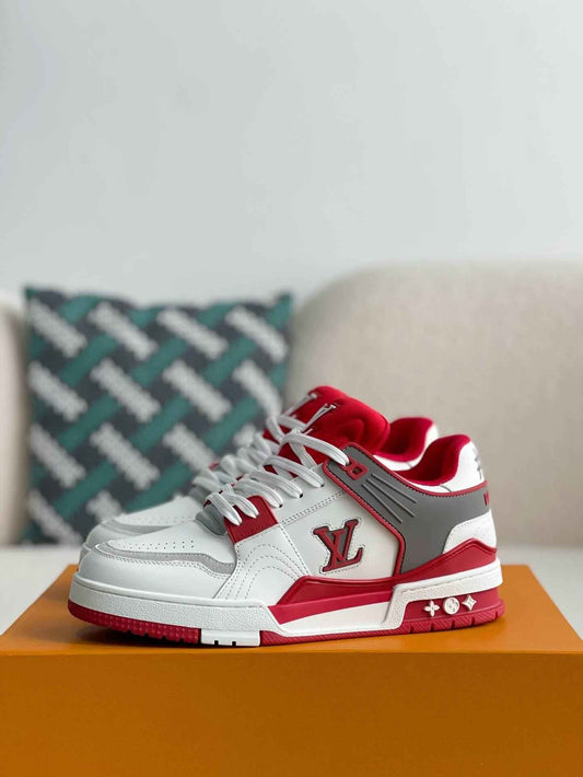 Monogram Trainer #54  White Red Gray Padded Sneaker