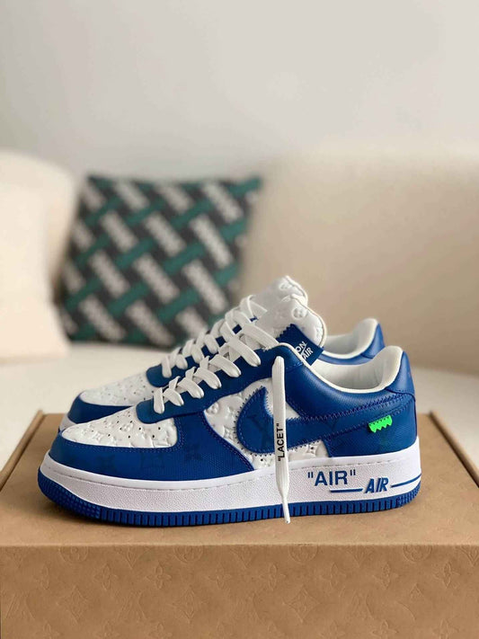Monogram X Air Force 1 Low Blue White Sneakers