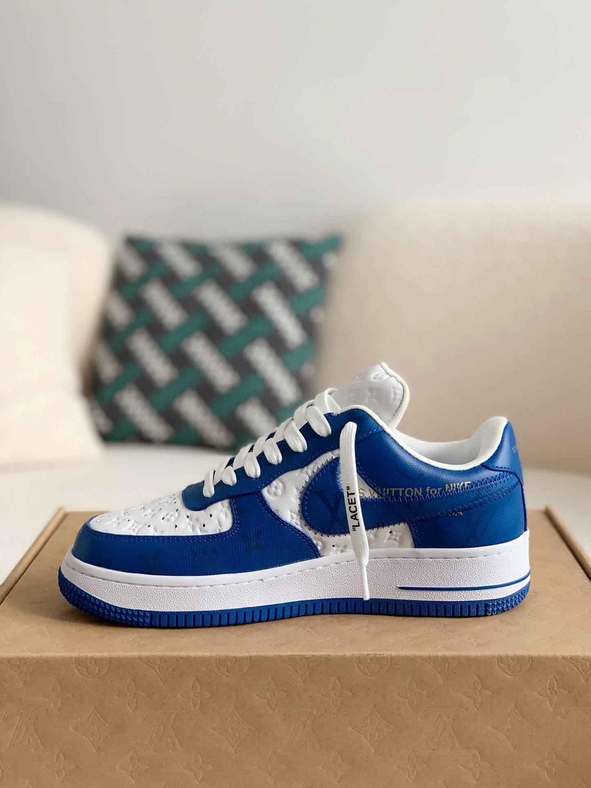 Monogram X Air Force 1 Low Blue White Sneakers