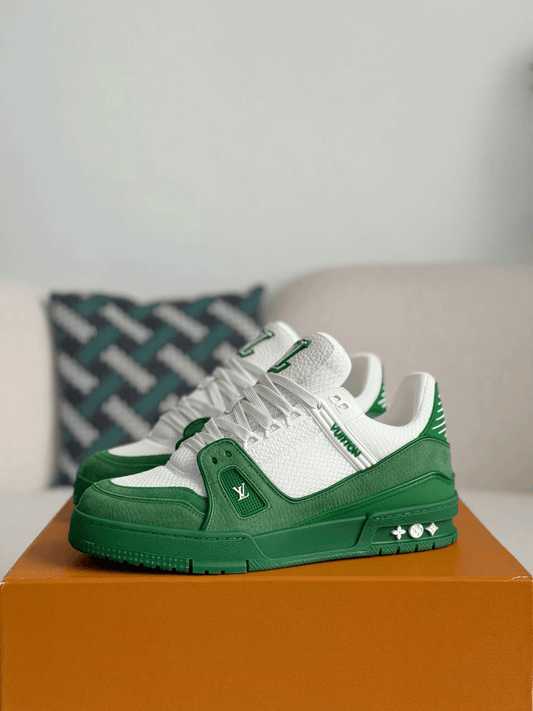Louis Vuitton Trainer Green White Sneakers CUSTOM