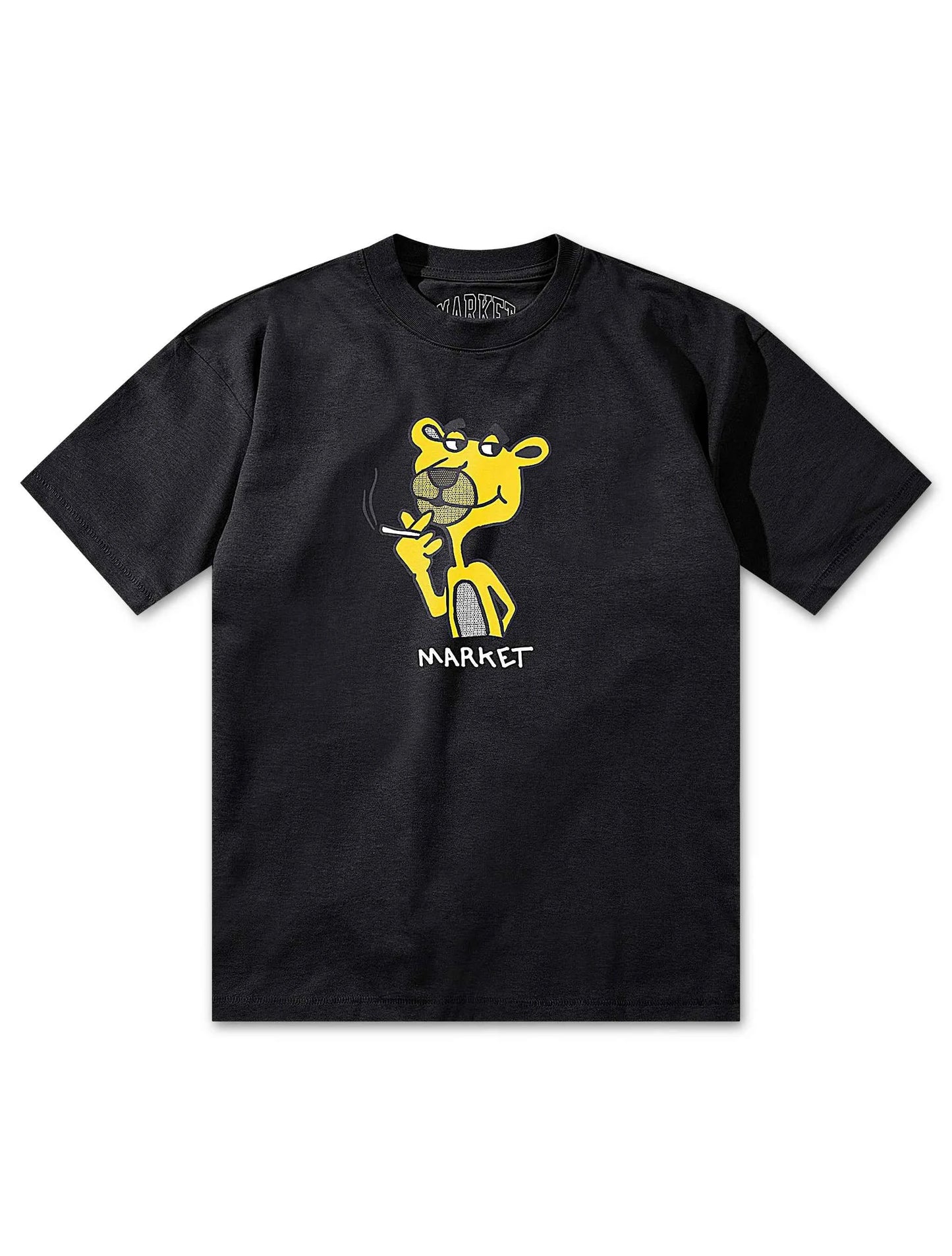 Market Studios Yellow Panther Tee - Washed Black