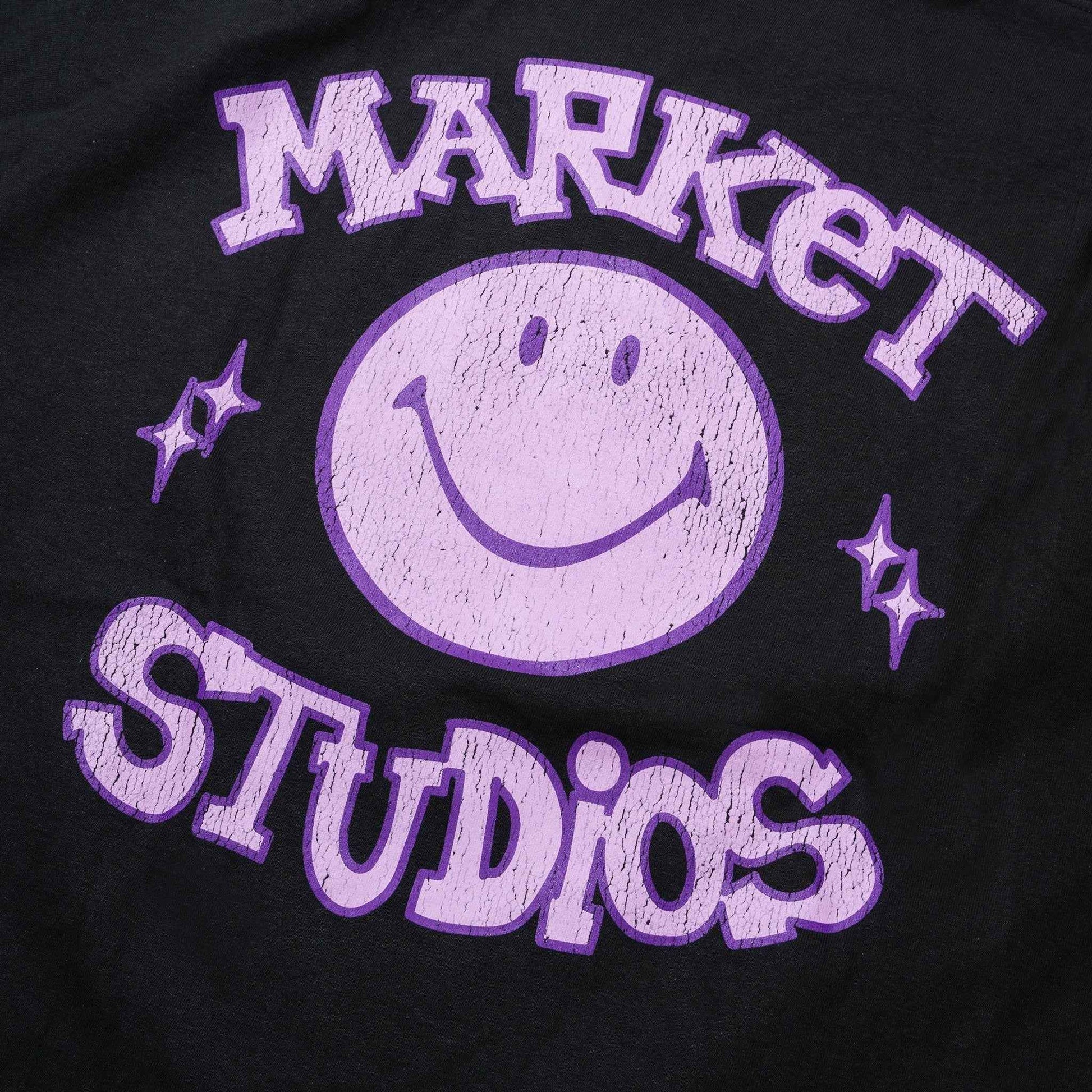 Market Studios Smiley Old School Tee - Washed Black
