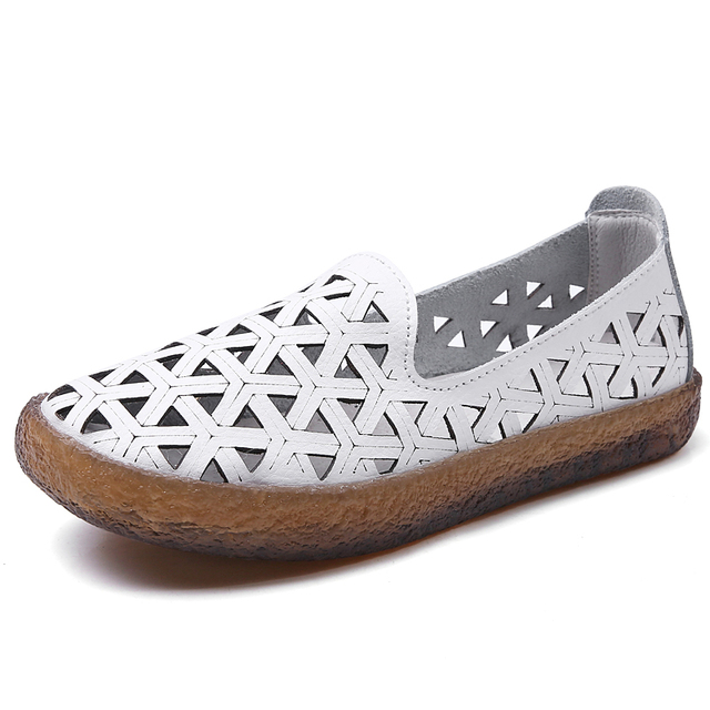 Margarita Women's Leather Breathable Flat Loafer Shoes - Luxuryurbanwear