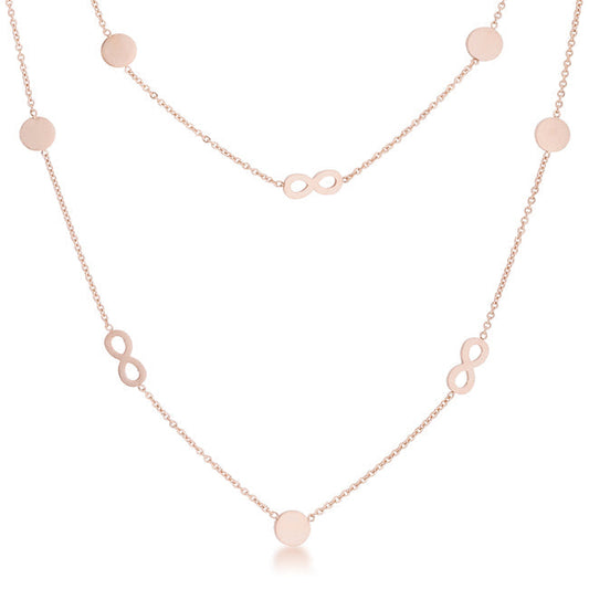 Krystal Stainless Steel Infinity Station Layer Necklace