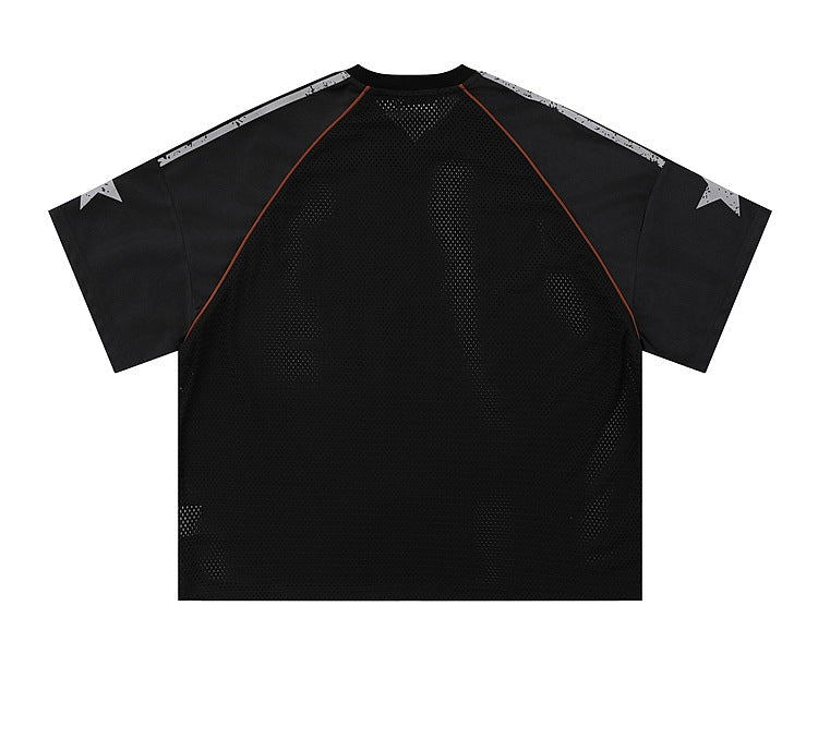 Retro 90's Star Graffiti Mesh Football Tee