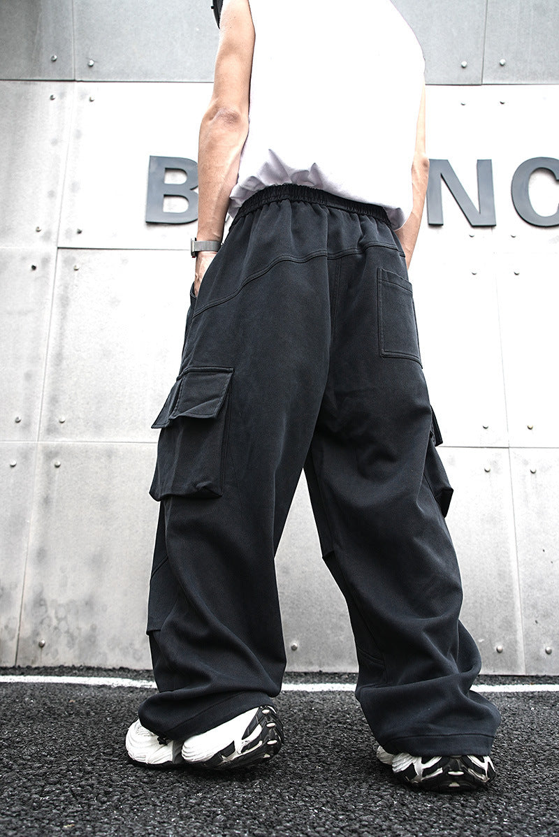 Baggy Cotton Black Cargo Pants