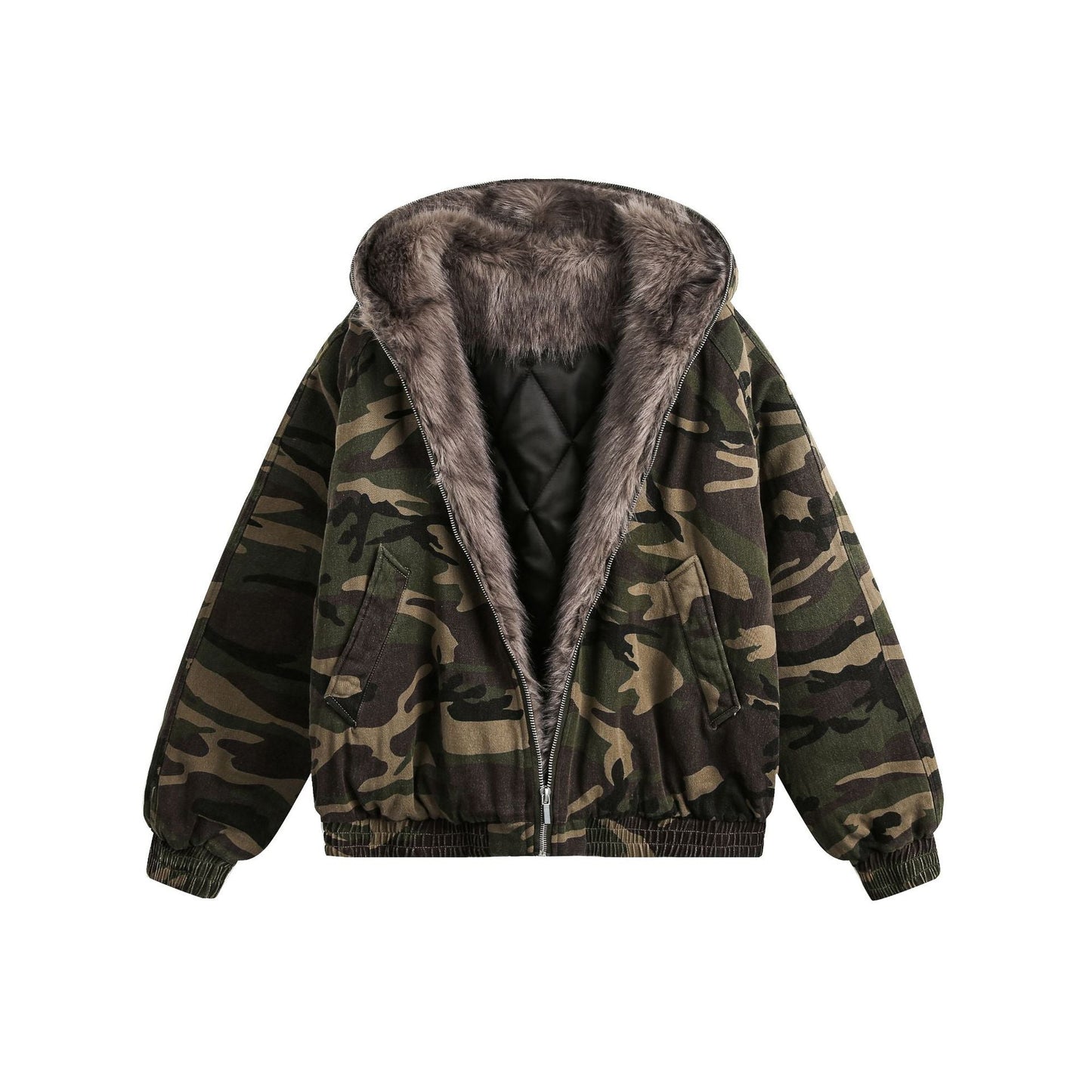 Camouflage Fur Jacket