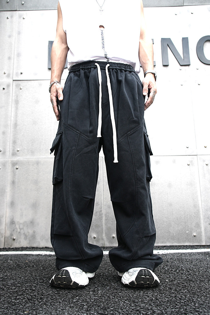 Baggy Cotton Black Cargo Pants