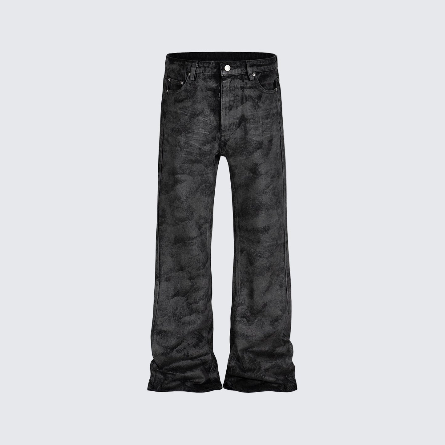 Hand Brushed Black Flared Jeans