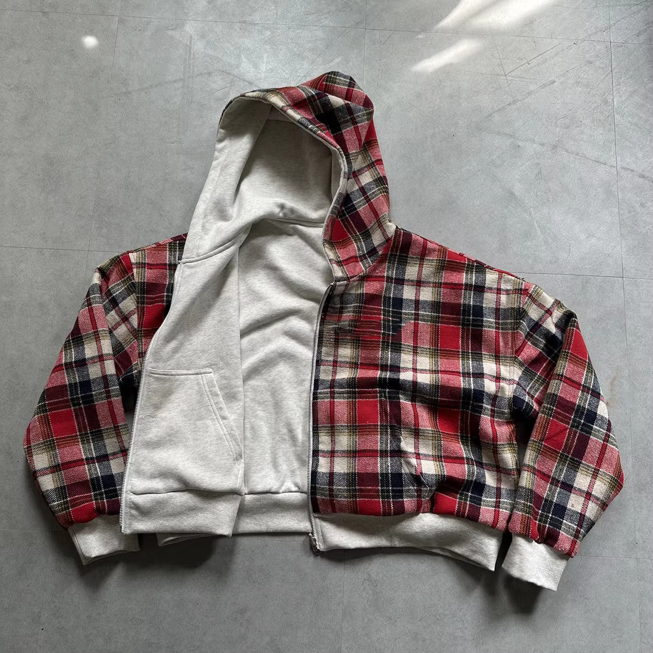 Plaid Reversible Zip Hoodie