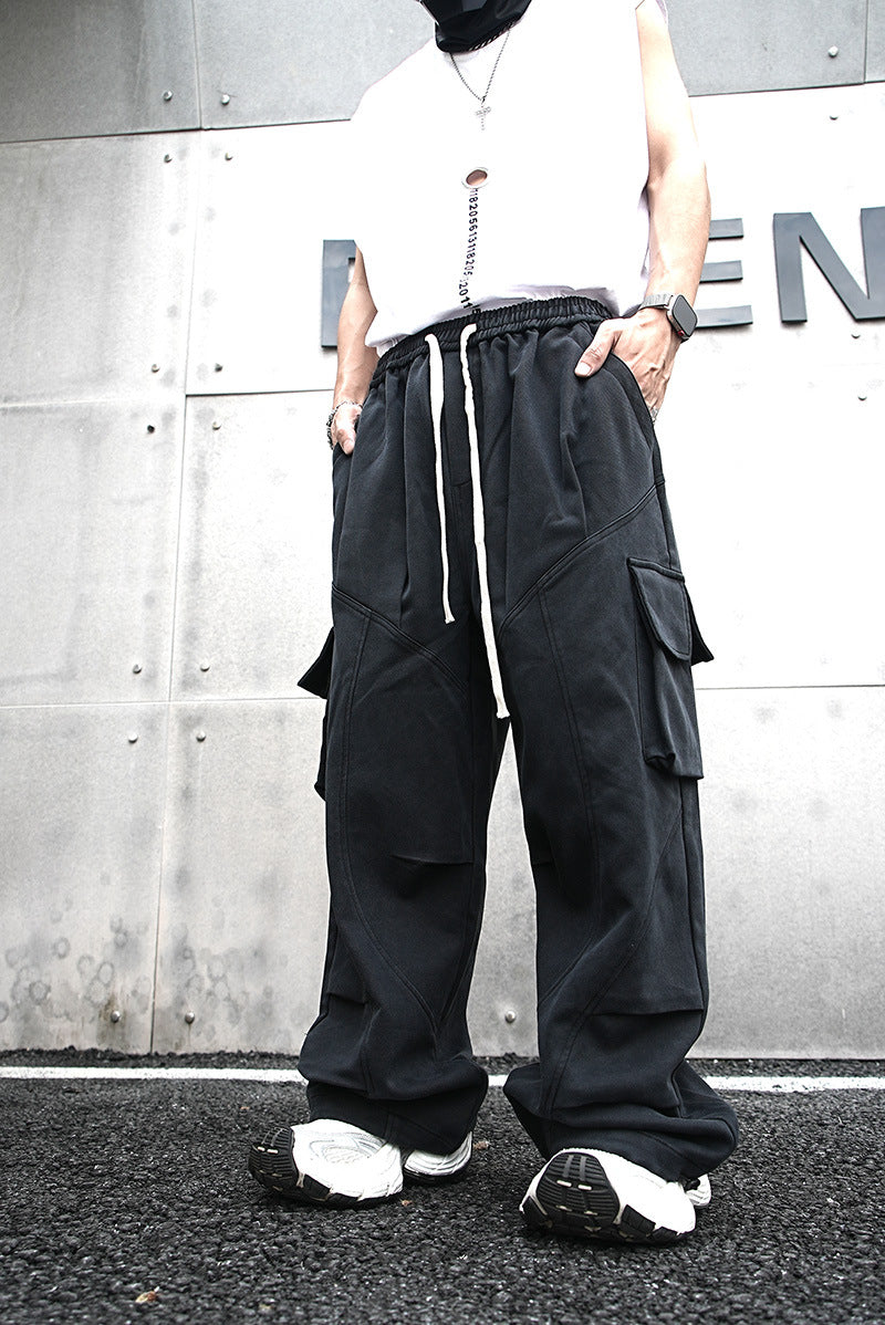 Baggy Cotton Black Cargo Pants