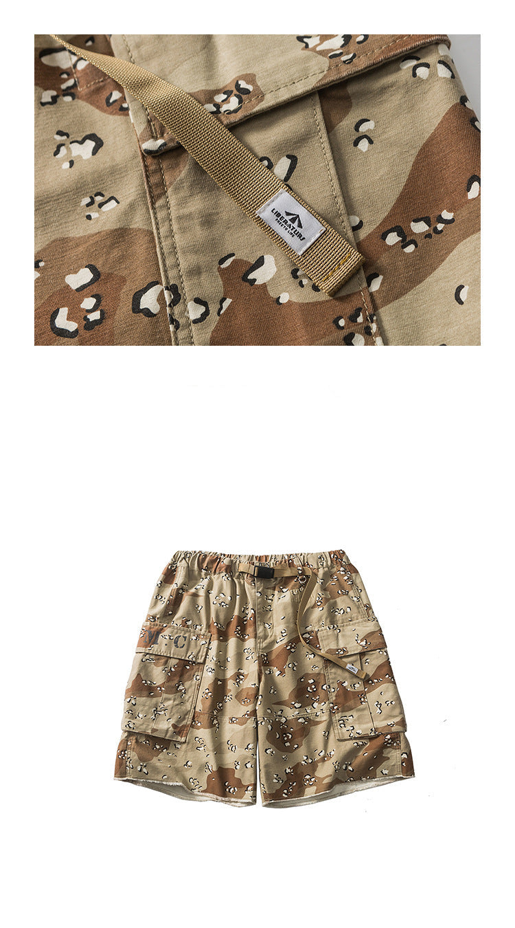 Red Solitude Outdoor Camo Drawstring Cargo Shorts