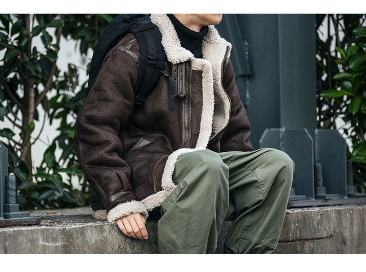 Motorcycle Suede Brown Fur Jacket