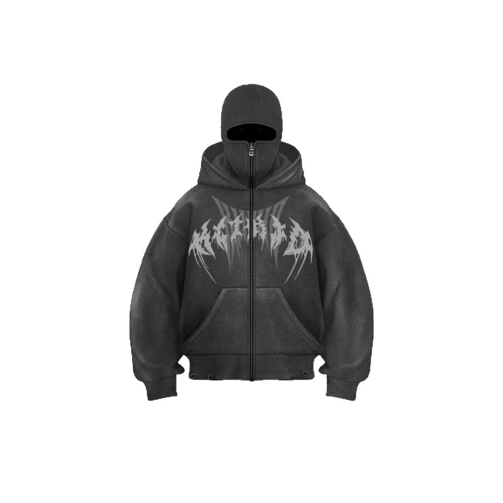 Corrupted Ski Mask Hooded Zip Hoodie