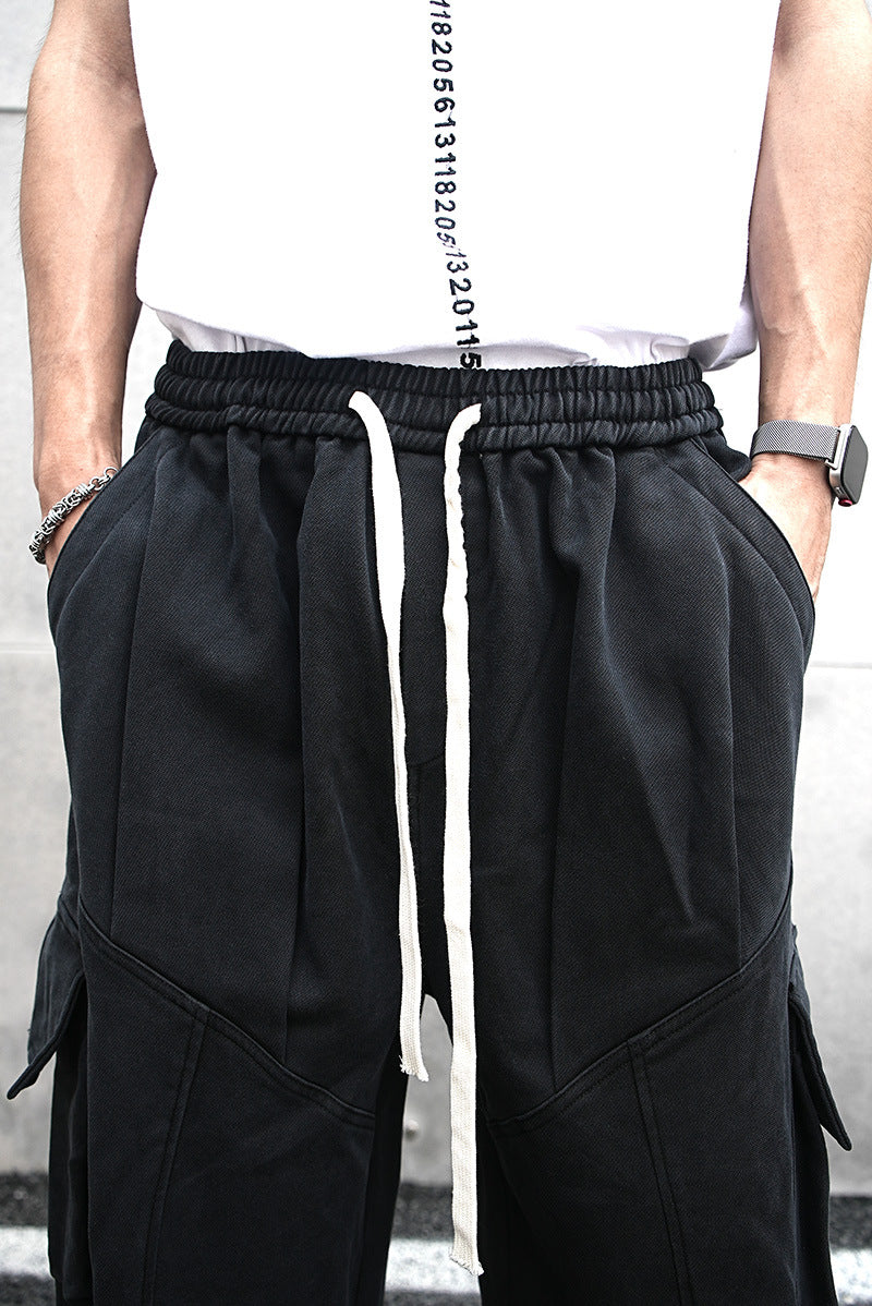 Baggy Cotton Black Cargo Pants