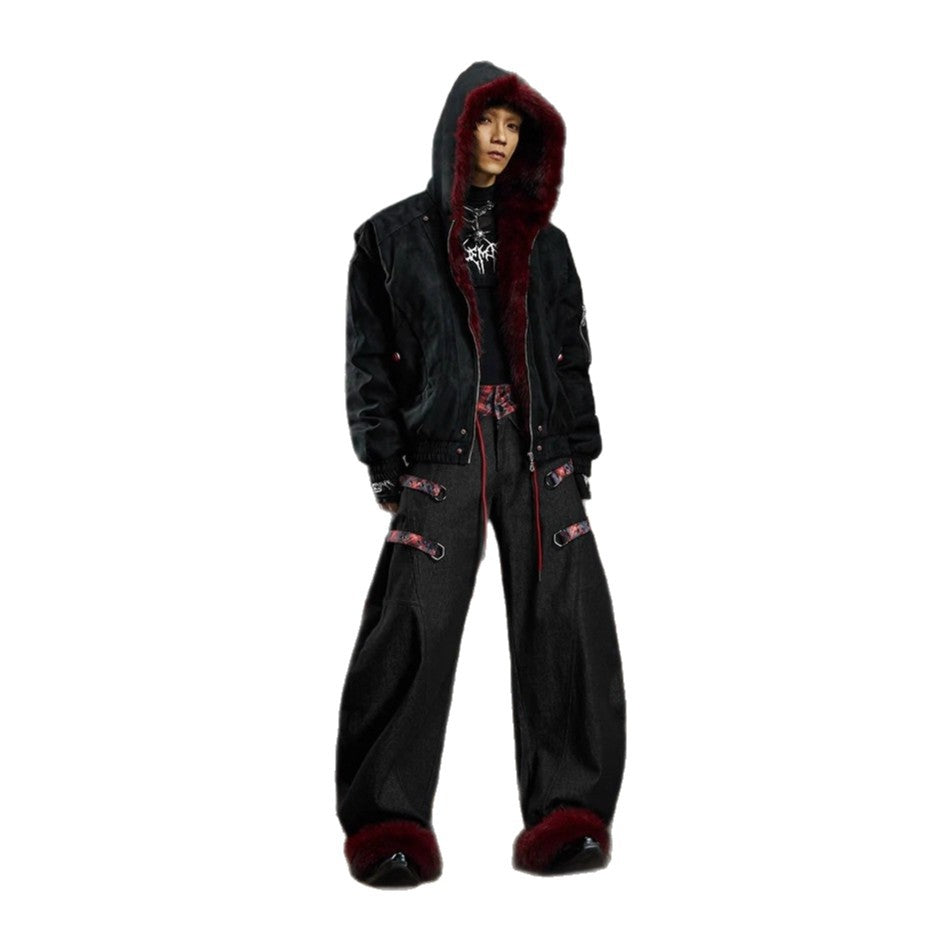 Fleece Lined 'Crimson' Red Fur Jacket