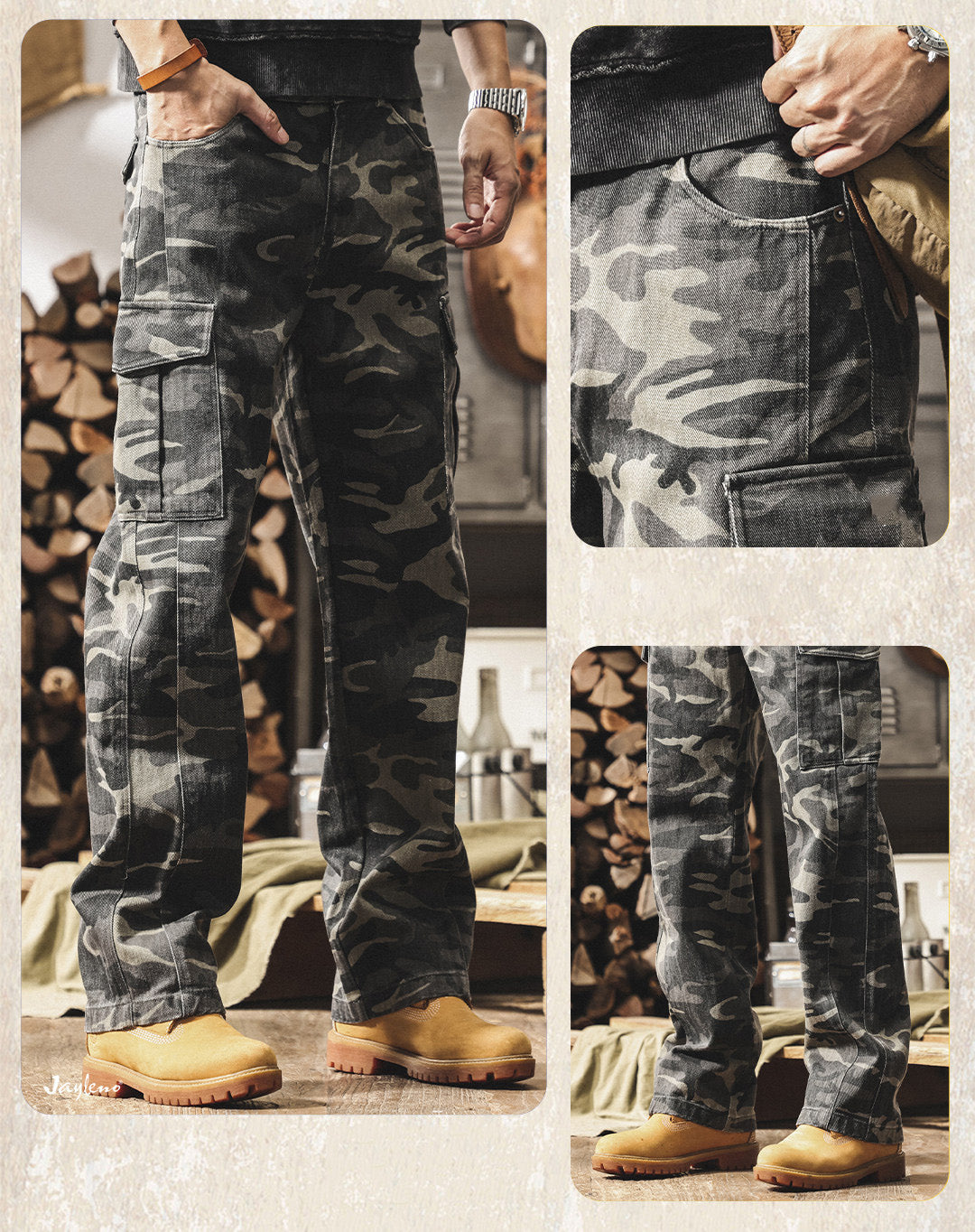 Retro Cargo Camo Pants