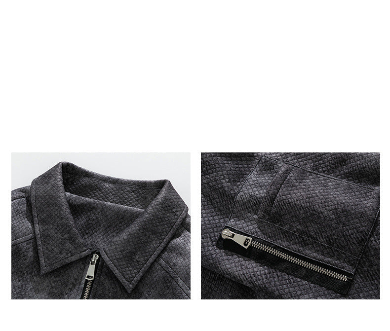 Jacquard Faux Denim Casual Jacket