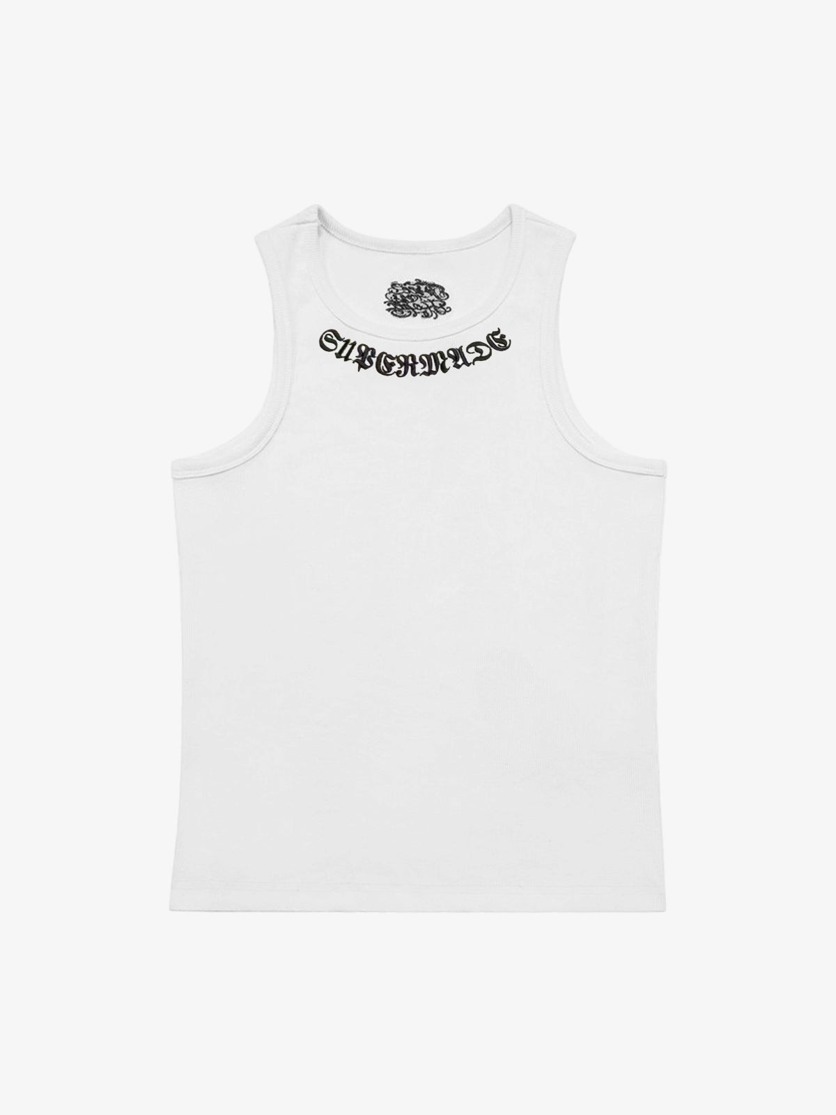 Gothic Lettering Embroidered Ribbed Vest - 2522 - Luxuryurbanwear
