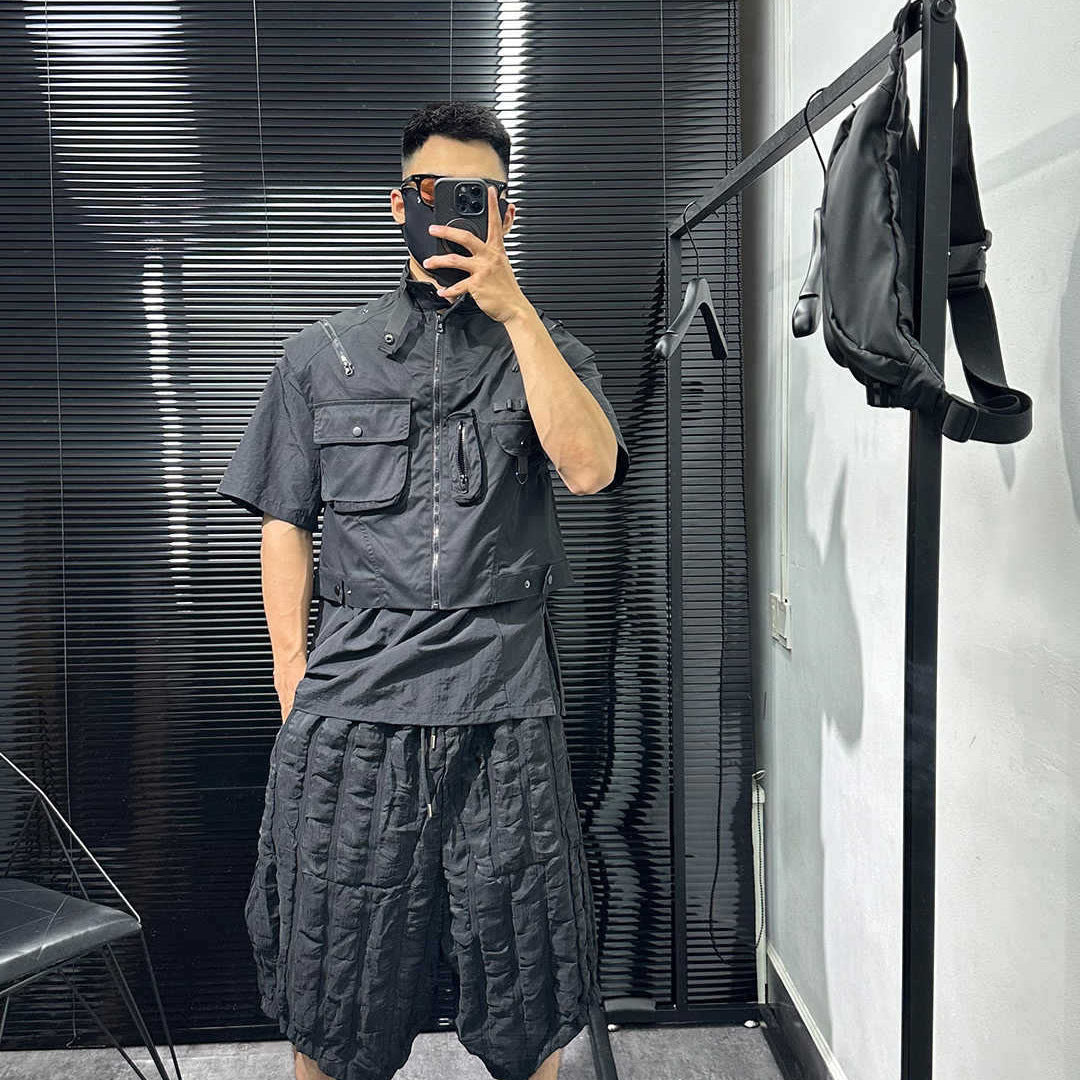 Multi Pocket Black Vest Jacket