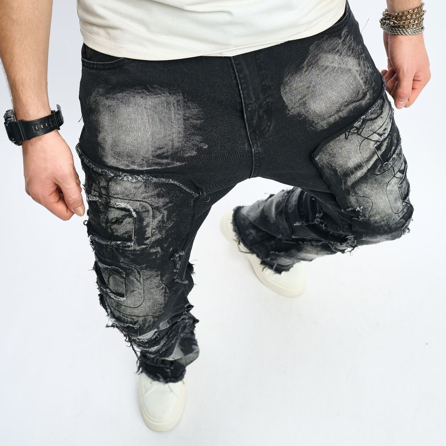 Vintage Washed Black Denim Jeans
