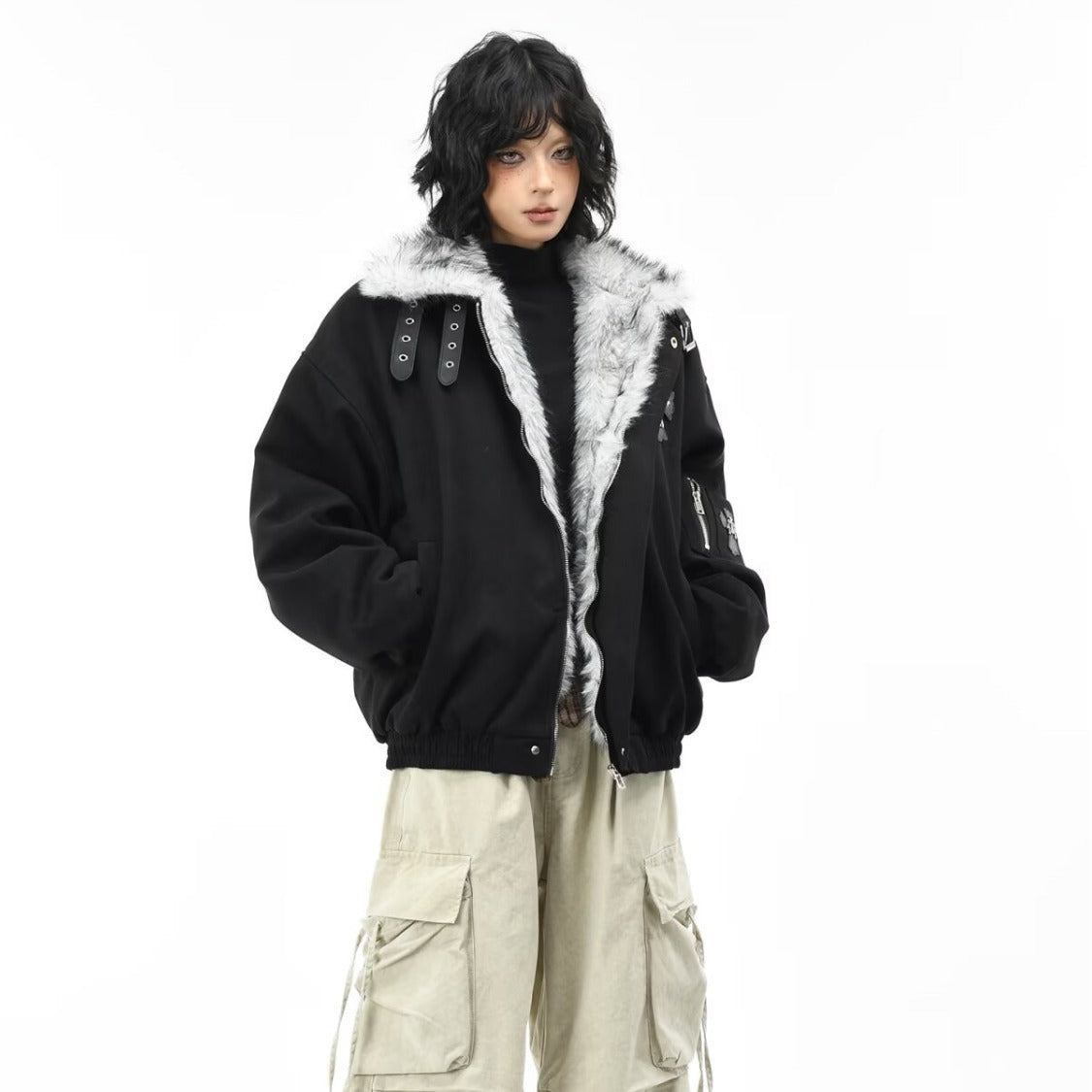 Faux Fur Shearling Cross Jacket