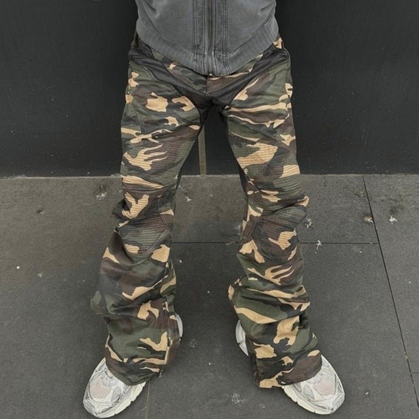 Splicing Camo Wide Leg Flared Pants