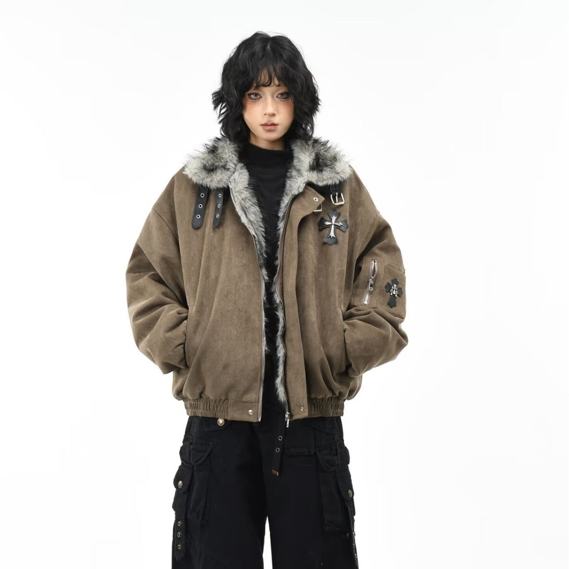 Faux Fur Shearling Cross Jacket