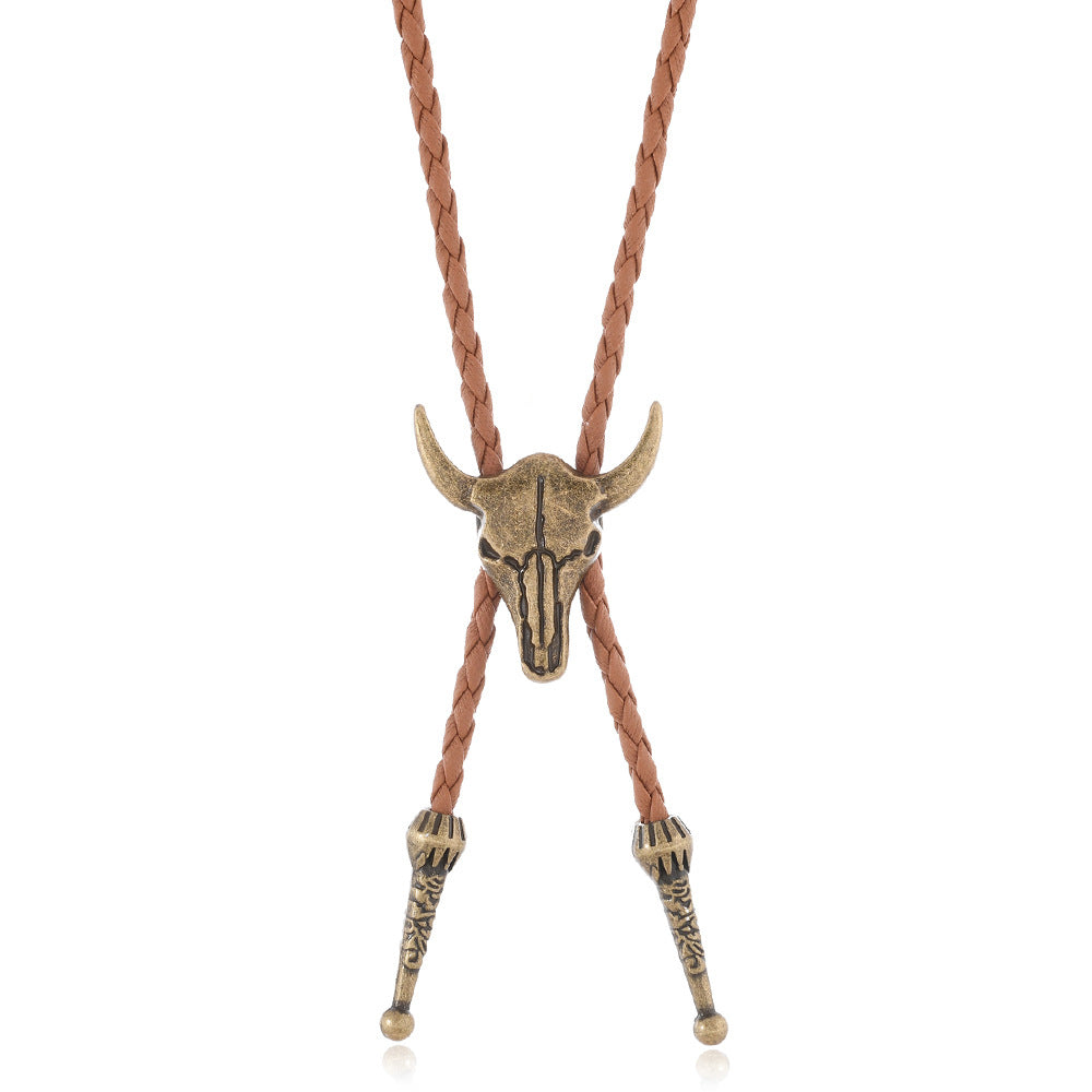 Bull Head Bolo Tie Necklace