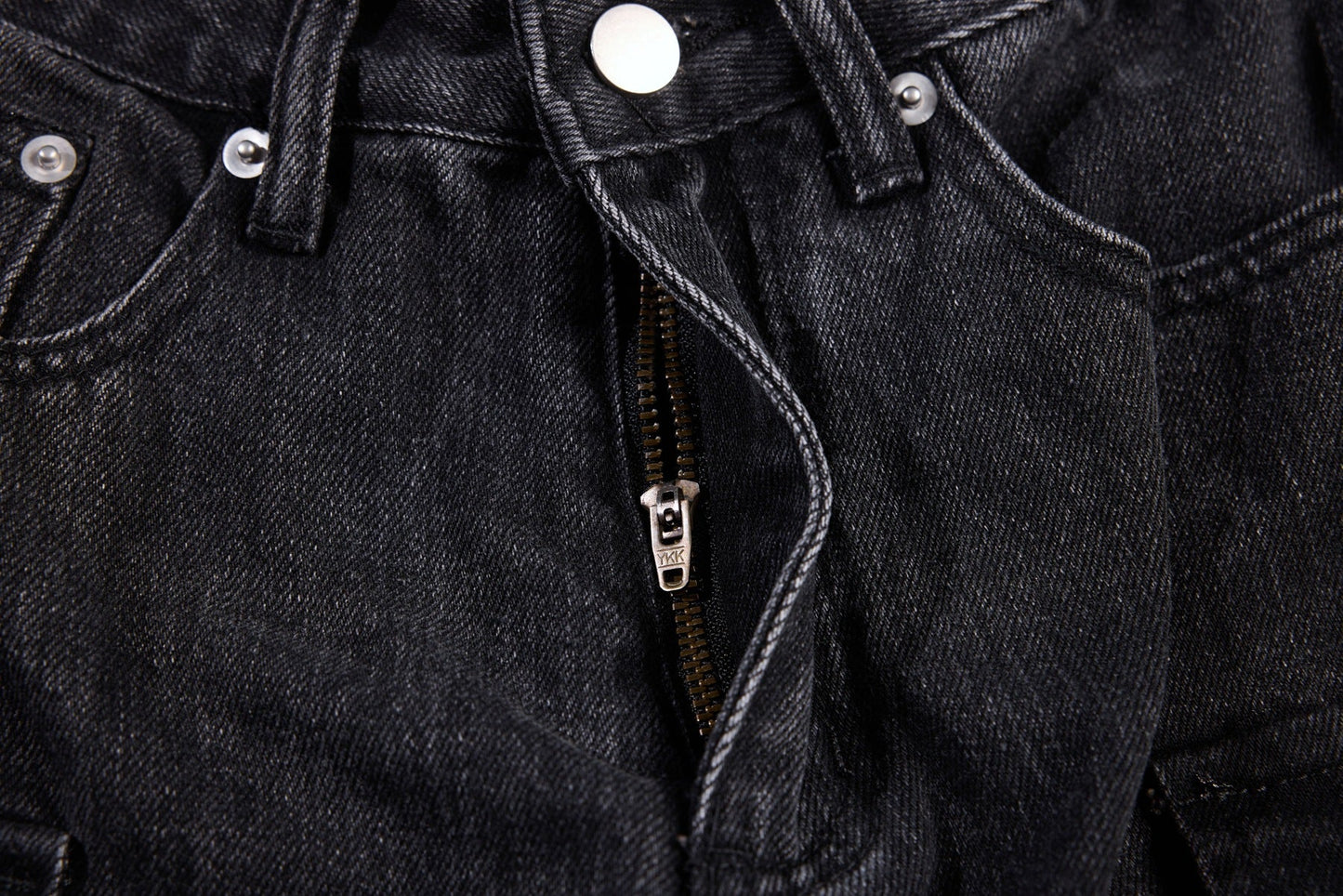 Washed Black Vintage Straight Leg Cargo Jeans