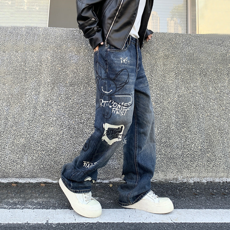 Retro Graffiti Loose Fit Jeans